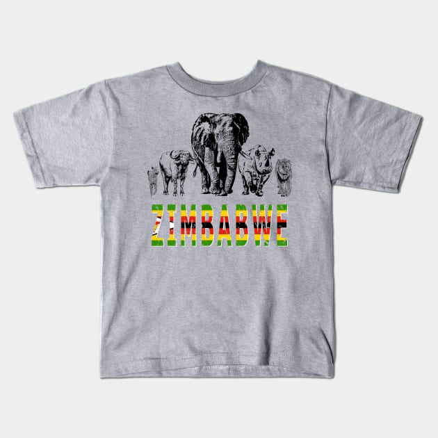 Africa's Big Five for Zimbabwe Fans Kids T-Shirt by scotch
